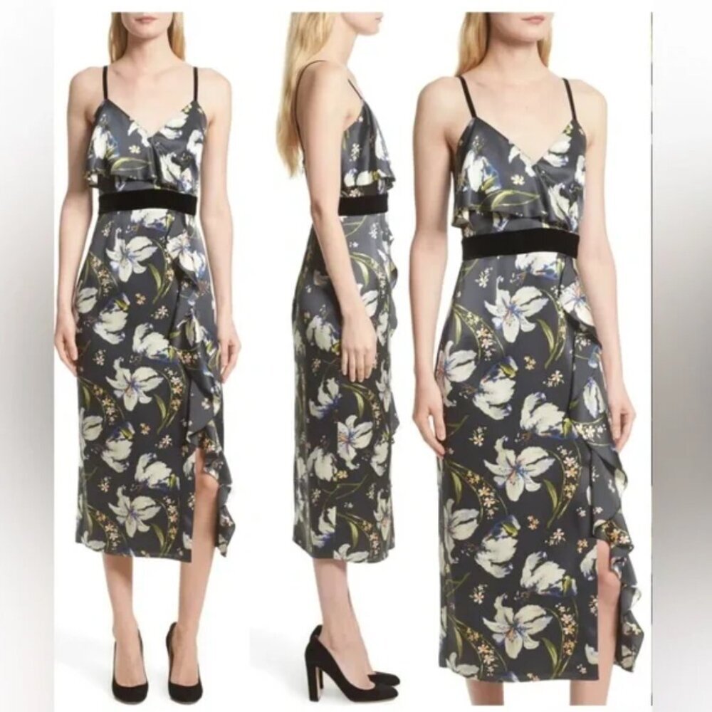 CINQ A SEPT Leena Floral Print Dress Size 4 EUC